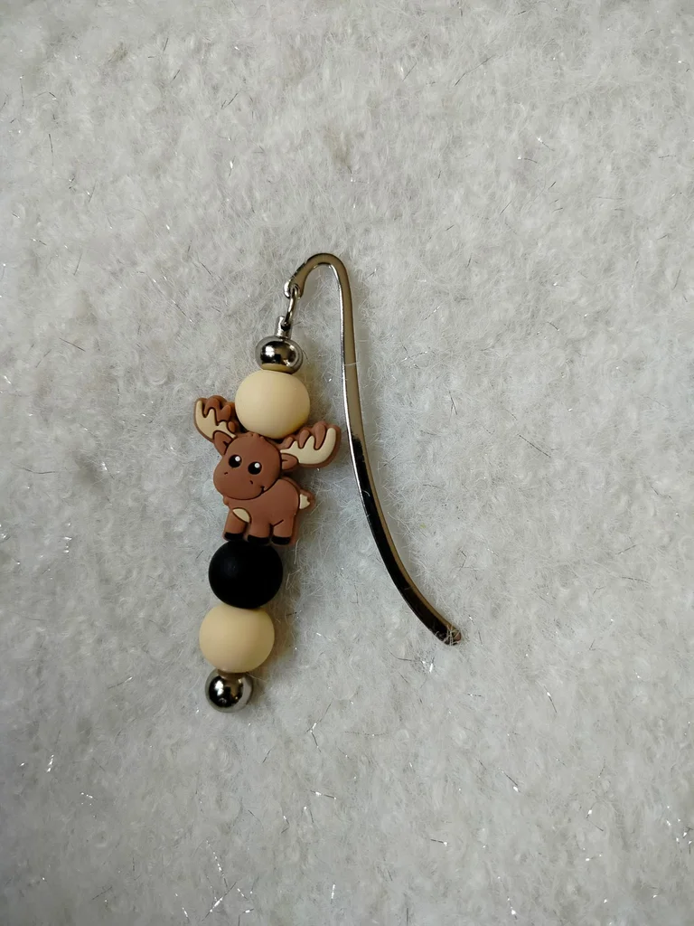 Elk Bookmark – silicone beads – stainless steel – reading accessory – photo 2